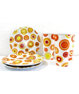 Set of 6 Mark Charles Misilli 1970&#39;s Dots Porcelain Plates and Tumblers - $107.30 CAD