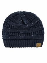 Sequin Navy - Beanie New Women Slouchy Knit  Thick Cap Unisex - £19.16 GBP