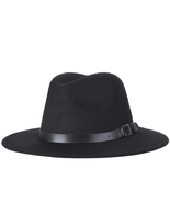Unisex Fedora Brim Casual Jazz Hat Belt Woolen Outdoor Blend Cap Manhatt... - £10.04 GBP