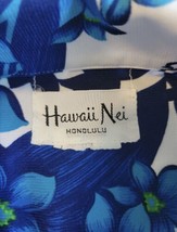 Hawaii Nei Honolulu VTG Mens M Blue Floral Short Sleeve Polyester Hawaiian Shirt - £47.47 GBP