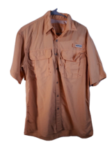 Magellan Shirt Mens Size Medium Button Up Orange Short Sleeve Pockets Collared - £11.08 GBP