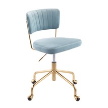 Tania Gold &amp; Light Blue Velvet Task Chair | LumiSource - £115.83 GBP