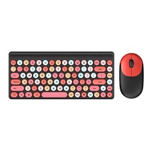 Wireless Keyboard Mouse Set Round Punk Retro Keycap Vintage Office Keybo... - £27.10 GBP