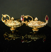 Vintage Magic lamp Cufflinks / Large Aladdin jewelled cufflinks / Swank ... - $225.00