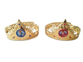 Russian Style Orthodox Byzantine Christian Church Set of 2 Wedding Crowns - $167.02