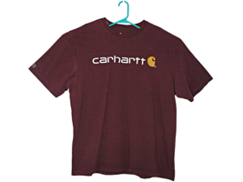 Mens Carhartt Burgundy Maroon Original Fit Large Logo Short Sleeve T-Shi... - $27.92
