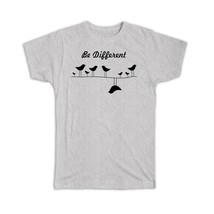 Be Different : Gift T-Shirt String Silhouette Cute Bird on Wire Lover Inspiratio - £14.38 GBP