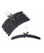 Black 15&quot; Satin Padded Top Hangers Chrome Hook (Pack of 6) - $17.79
