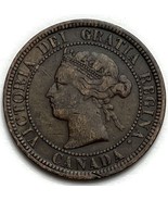 1876 H Canada 1 Cent Queen Victoria Coin Heaton Mint - £7.79 GBP