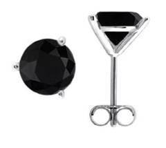 0.60ct Natural Black Diamond 14k Martini Setting Solid White Gold Push Back - £108.97 GBP