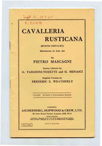 Libretto Cavalleria Rusticana Pietro Mascagni Ascherberg Hopwood &amp; Crew ... - $14.85