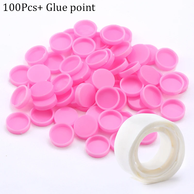 100pcs bag glue gasket eyelash glue holder pink drop glue delay cup top glue cup beauty thumb200