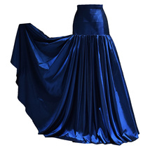 Navy Glossy Taffeta Maxi Skirt Women Custom Plus Size Pleated Maxi Prom Skirt  image 6