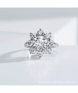 925 Sterling Silver Sunflower Ring Simulated Diamonds - $64.48 CAD