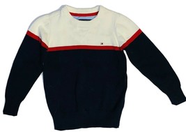 Tommy Hilfiger Boys Sweater Red White Blue Crew Neck Sz 4 - £15.98 GBP