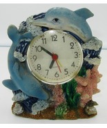 DECORATIVE QUARTZ NOVELTY DESK SHELF MANTEL CLOCK DOLPHINS OCEAN - $146.92 MXN