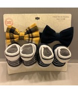 Baby Boys Bow Ties  Booties Socks Set Size 0-12 Months - £7.82 GBP