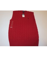 Polo Ralph Lauren Boys Cable Knit Sweater Vest Large 14-16 Red NWT Holiday - $28.01