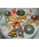 Vintage Signed Christmas Jewelry Lot of Brooches, Earrings, Ring - $103.01 CAD