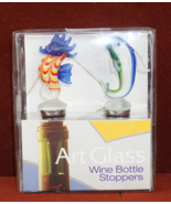 LS Arts Set of 2 Nautical Dolphin / Seahorse Art Glass Wine Bottle Stopp... - £14.88 GBP