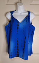 Shein Sleeveless Blue V-Neck Knotted Strap Lightweight Top Blouse Size MED - $12.34