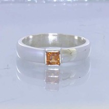Fanta Orange Spessartite Garnet Square 925 Ring Size 5.75 Stacking Design 530 - £53.22 GBP