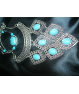 TURQUOISE 2 PC SET` NECKLACE w 6 LGE STONES I SETTINGS &amp; BRACELET - $1,195.51 MXN