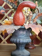Autumn Harvest Floral Vase Gourd Pumpkin Fall Leaves In Garden Urn 4.5&quot; x 4.5&quot;  - £11.82 GBP
