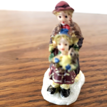 Mini Christmas Village Accessory Lady and Girl with Teddy Bear Resin 1 5/8&quot; Tall - £5.52 GBP