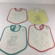 Vintage Quilted Baby Bibs Lot Pat A Cake Bear Peek A Boo Cat Milk Baby New - £16.78 GBP