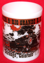 Vintage DENVER &amp; RIO GRANDE RAILROAD Durango Federal Milk Glass COFFEE M... - $39.59