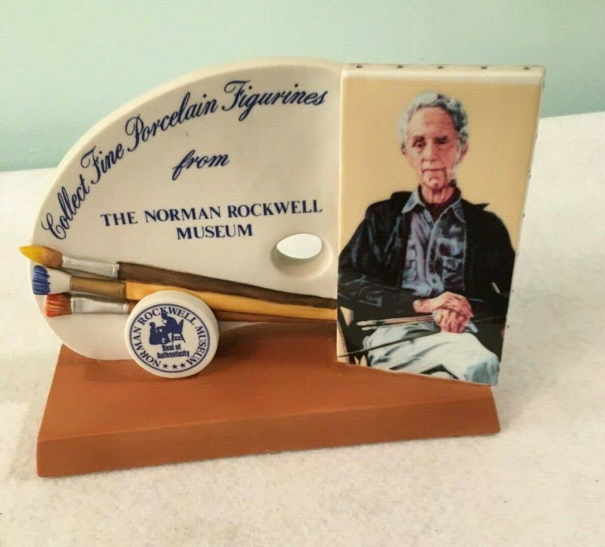 Norman Rockwell Museum 1984 Seal of Authenticity Porcelain Dealer Display Sign - $39.99