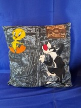 Vintage Looney Tunes Throw Pillow 90s - £14.61 GBP