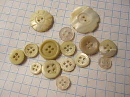 Vintage lot of Sewing Buttons - Mix of Rounds w/ carved Shells - $12.00