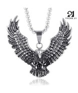 Mens Bald American Eagle Pendant Necklace Punk Jewelry Stainless Steel C... - £9.32 GBP