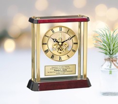Mantel Desk Table Clock Gear Birthday Brass Accents Home Office Engineer Gift - £124.45 GBP