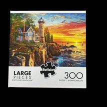 Buffalo Games 300-Piece Jigsaw Puzzle &#39;Rocky Cliff Lighthouse&#39; Worked &amp; ... - $6.80