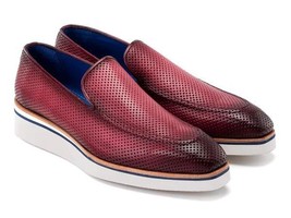 Paul Parkman Mens Shoes Purple Leather Upper Oxford Style Handmade 186-P... - $314.99