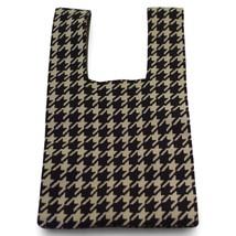 Black Cream Brown Knit Herringbone Houndstouth Small Pouch Grab Bag Handbag - $28.71