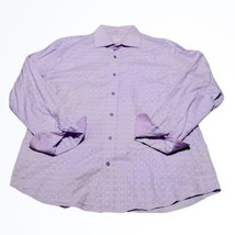 Bugatchi Purple White Geometric Shaped Fit Shirt Size XL Chest 48 Inches - £36.77 GBP