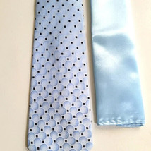 New KaiLong Mens Hand Made Silk NeckTie Light Blue Solid silk handkerchief - £25.34 GBP