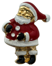 Santa Claus Pin Brooch Winter Holidays Christmas small Red Suit Gold Tone 1.25&quot; - £4.78 GBP