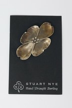 Stuart Nye Sterling Silver Dogwood Flower Pin Brooch - £23.69 GBP
