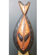 Hand Carved Wood Mask Ghana 17 x 6.5&quot; - £25.91 GBP