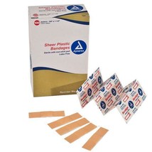 Dynarex Adhesive Sheer Strip Bandage 100/Box Strong Sheer Ventilated Pla... - $7.61