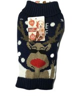 Pet Central Winter Dog Sweater Jacket Size XS, Blue, Rudolph in Sunglasses, 8&quot; - £5.30 GBP
