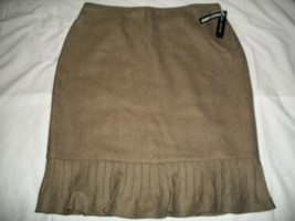 Women&#39;s Larry Levine Solid Skirt Size 14 Beige Tweed Prop Waist Ruffle Z... - £39.32 GBP