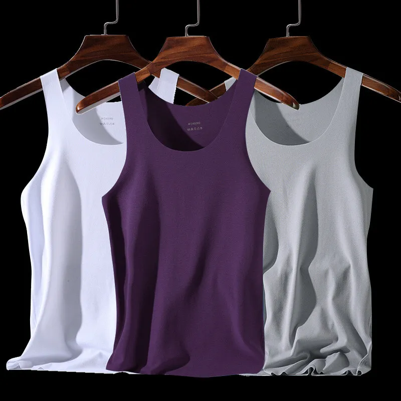Mens Ice Silk Tank Vest Summer Sleeveless Slim Fit Sports Casual T Shirt Tops - £15.13 GBP