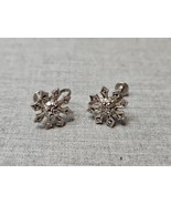 Vintage Snowflake/Winter Design Silver Tone Screw-On Earrings, 0.75&#39;&#39; Di... - £7.45 GBP