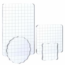Large Acrylic Stamp Block Clear Stamping Tools Set With Grid Lines For Art Craft - £18.19 GBP